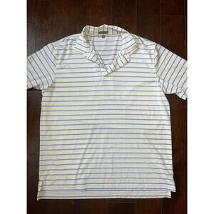 Peter Millar Mens Summer comfort blue Striped Short Sleeve Shirt Size XXL